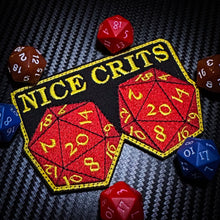 Load image into Gallery viewer, Nice Crits D&D - Roll a set of Natural 20 - Yes they are real - 2.5 x 3.75" Embroidered Patch