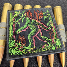 Load image into Gallery viewer, Blacklight Sasquatch Velvet Patch - Amp Up Your Wardrobe with an Trippy, Eye-Catching Fluorescent Thread Magic - 4"