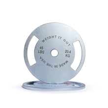 Load image into Gallery viewer, Pre-Order Only: Custom Engraved Solid Steel Calibrated Weight Plate Pairs American Made
