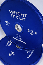 Load image into Gallery viewer, 'Thumper' Thin Bumper Weight Plate Pairs. (Thinnest Bumper Plates Ever!)
