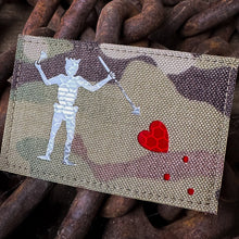 Load image into Gallery viewer, Laser Cut Reflective Edward Teach Blackbeard Pirate Flag- 2x3 CORDURA® Patch Black Beard
