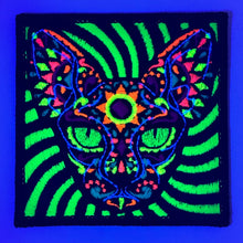 Load image into Gallery viewer, Blacklight Cat Velvet Patch - Amp Up Your Wardrobe with an Trippy, Eye-Catching Fluorescent Thread Magic
