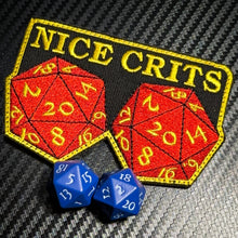 Load image into Gallery viewer, Nice Crits D&amp;D - Roll a set of Natural 20 - Yes they are real -  2.5 x 3.75" Embroidered Patch
