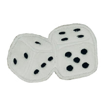 Load image into Gallery viewer, Lucky Charm Unleashed: Fuzzy Dice Embroidered Patch - Roll the dice 4x2.25 Inches - Made in the USA
