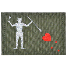 Load image into Gallery viewer, Laser Cut Reflective Edward Teach Blackbeard Pirate Flag- 2x3 CORDURA® Patch Black Beard
