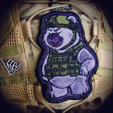Load image into Gallery viewer, Operation Over It Bear - IDFC BEARS - 4" Fuzzy Embroidered Patch - Purple
