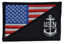 Load image into Gallery viewer, Navy Chief Petty Officer Anchor USA Flag - 2.25x3.5 Patch
