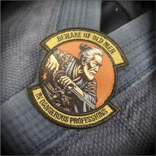 Load image into Gallery viewer, Samurai - Beware of Old Men - In Dangerous Professions -  3" Embroidered/Sublimated Patch
