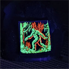 Load image into Gallery viewer, Blacklight Sasquatch Velvet Patch - Amp Up Your Wardrobe with an Trippy, Eye-Catching Fluorescent Thread Magic  - 4"
