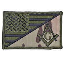 Load image into Gallery viewer, Masonic Square and Compasses USA Flag - 2.25x3.5 Patch
