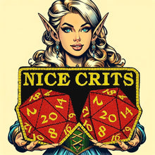 Load image into Gallery viewer, Nice Crits D&amp;D - Roll a set of Natural 20 - Yes they are real -  2.5 x 3.75" Embroidered Patch
