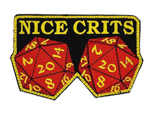 Load image into Gallery viewer, Nice Crits D&amp;D - Roll a set of Natural 20 - Yes they are real -  2.5 x 3.75" Embroidered Patch
