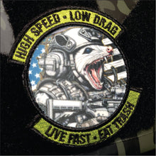 Load image into Gallery viewer, Tactical Possum Street Cat Collection - High Speed - Low Drag - Live Fast - Eat Trash - 3" Embroidered/Sublimated Patch
